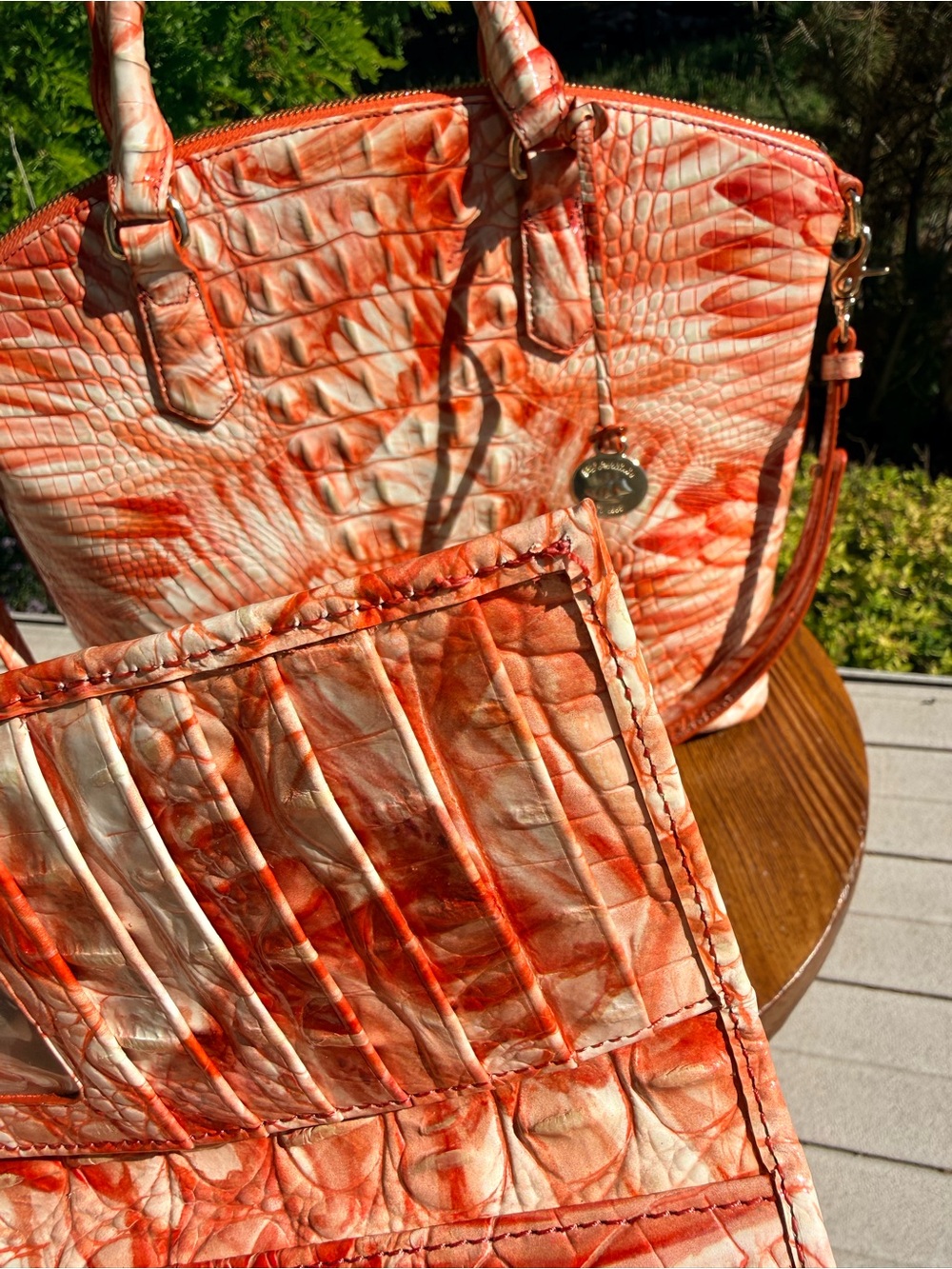 Brahmin Flamingo Large Duxbury Satchel & Veronica Set - Picture 7 of 16